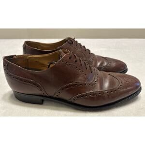 Brooks Brothers Shoes Mens 8.5 D Brown Wingtip Oxford Made In England Vintage